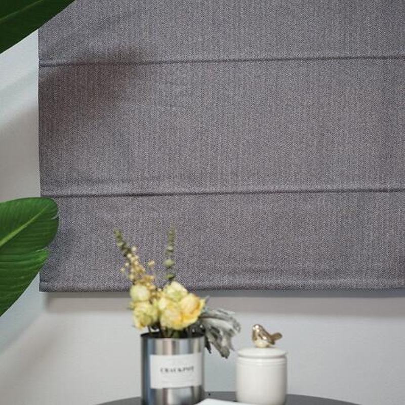 Herringbone Cotton Linen Roman Shade In Blue Purple