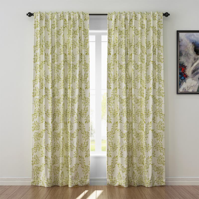 Nature Print Polyester Linen Curtain Drapery JASPER