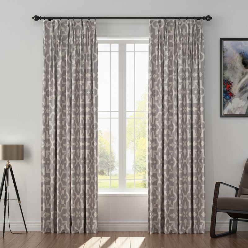 Abstract Print Polyester Linen Curtain Drapery with Privacy Blackout Thermal Lining CHLOE