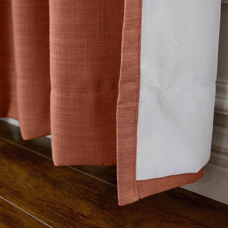 CUSTOM Liz Firebrick Polyester Linen Curtain Drapery with Lined