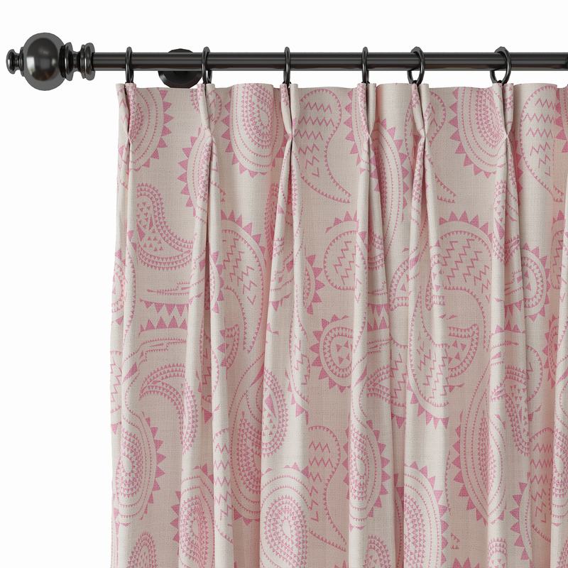 Paisley Print Polyester Linen Curtain Drapery with Privacy Blackout Thermal Lining AUDREY