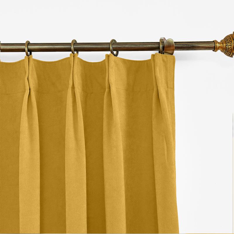 CUSTOM Kante Yellow Polyester Cotton Drapery With Lining Curtains