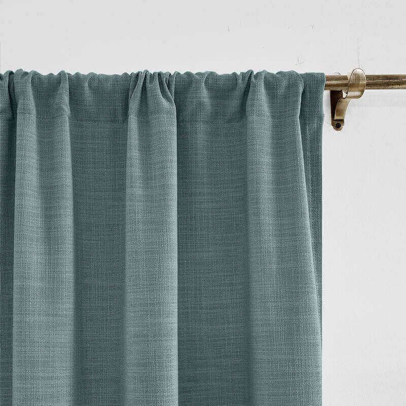 CUSTOM Liz Blue Grey Polyester Linen Window Curtain Drapery with Lined