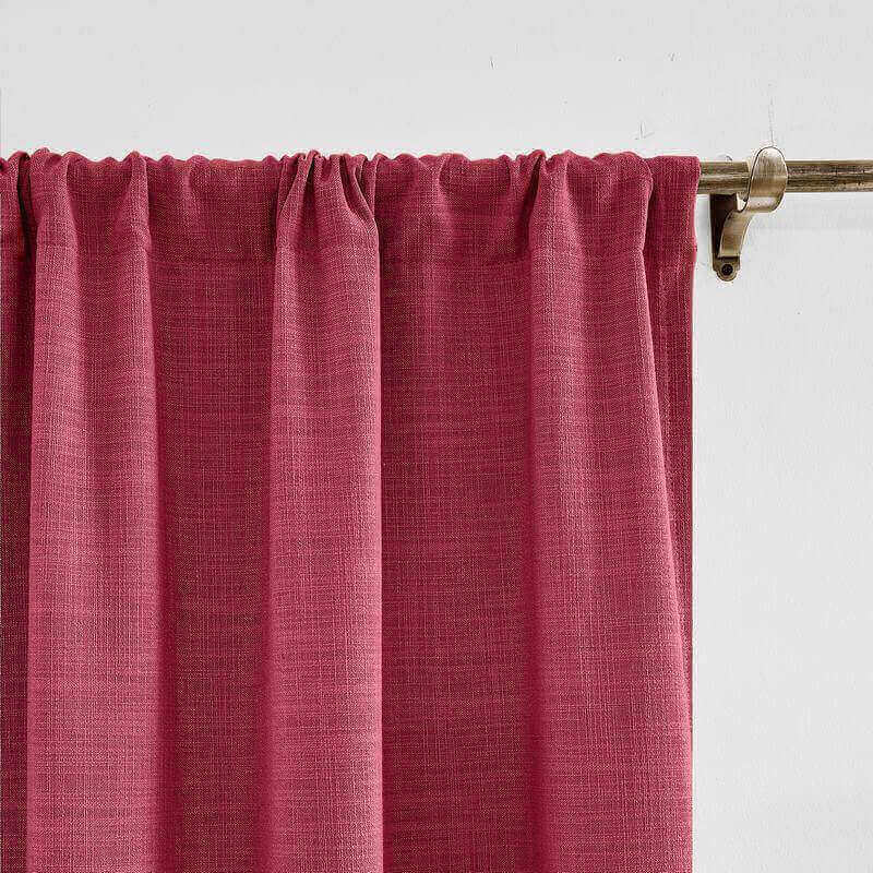 CUSTOM Liz Burgundy Red Polyester Linen Window Curtain Drapery with Lined