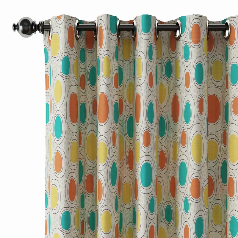 Abstract Print Polyester Linen Curtain Drapery OLIVER