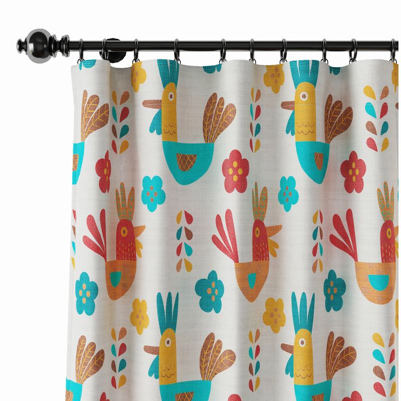 Animals Print Polyester Linen Curtain Drapery HARRY
