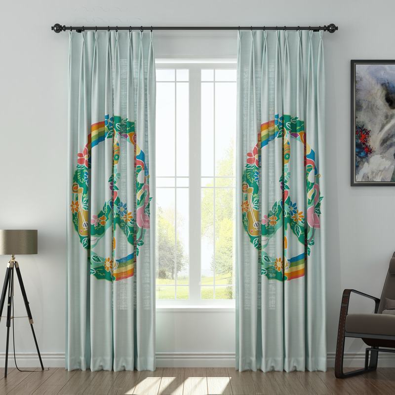 Geometric Print Polyester Linen Curtain Drapery with Privacy Blackout Thermal Lining AILSA