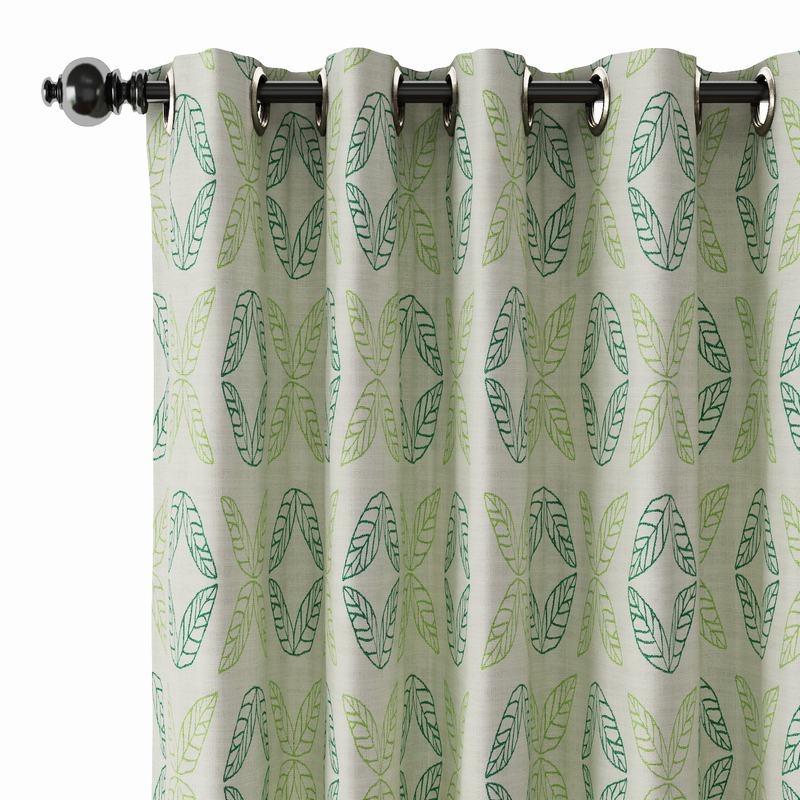 Nature Print Polyester Linen Curtain Drapery TUSCANY