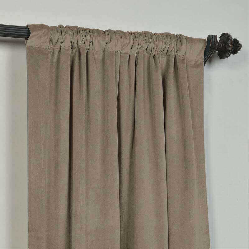 CUSTOM Birkin Gray Beige Velvet Curtain Drapery With Lining For Traverse Rod Pole or Track