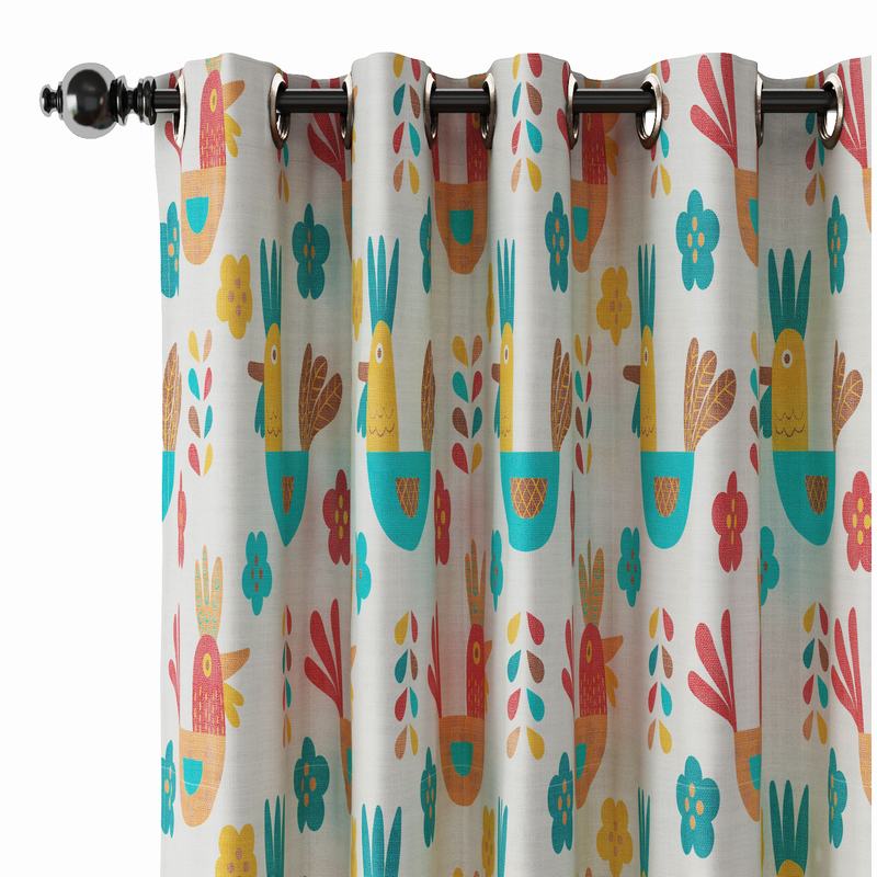 Animals Print Polyester Linen Curtain Drapery HARRY