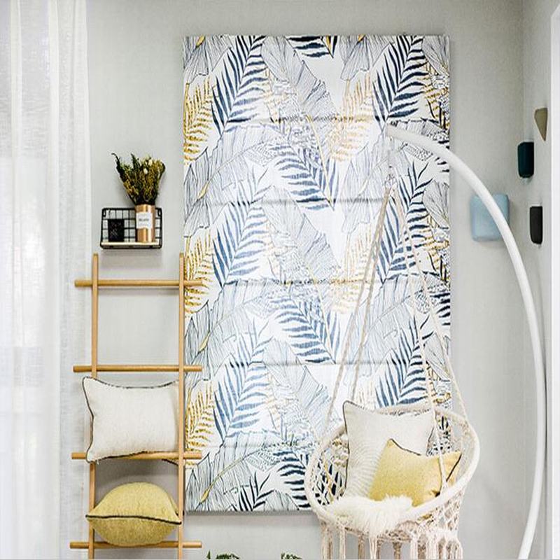 Print Polyester Roman Shade In Blue