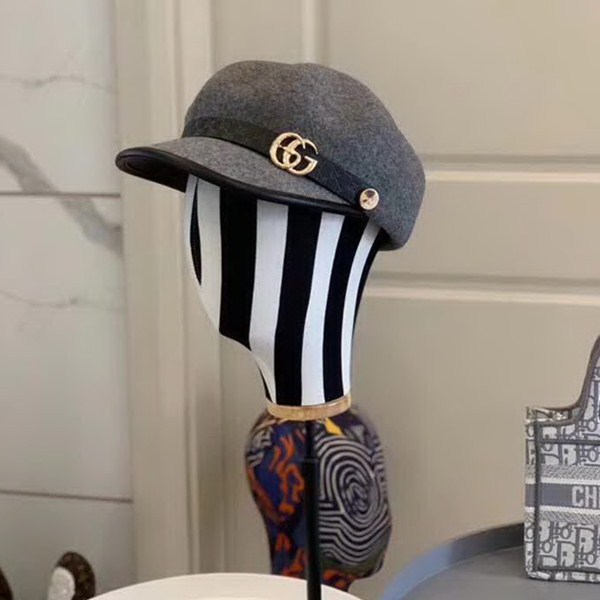 20冬季最新专柜款-古驰Gucci秋冬新款高品质羊毛军帽，经典时尚织带LOGO，法式名媛风！超显气质的款式