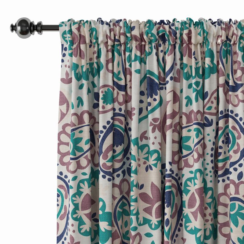 Paisleys Print Polyester Linen Curtain Drapery GEOMETRIC