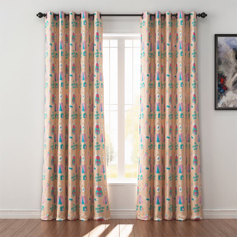 Kids Print Polyester Linen Curtain Drapery SILAS