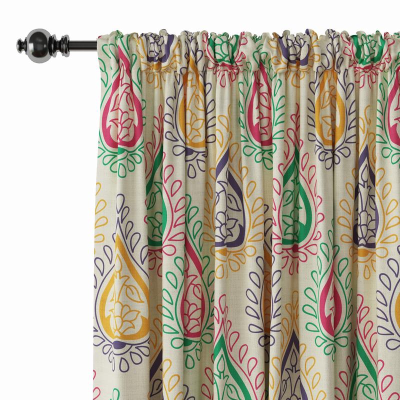 Abstract Print Polyester Linen Curtain Drapery WYATT