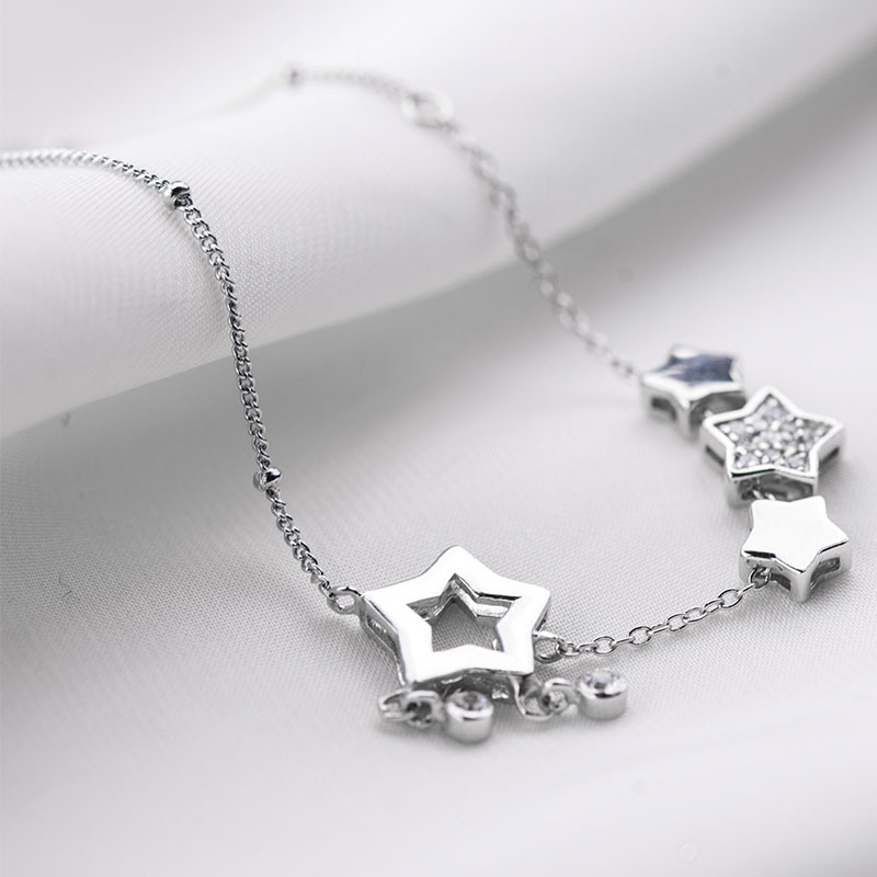 SA SILVERAGE Real 925 SterlinSA SILVERAGE Real 925 Sterling Silver Anklets Fine Jewelry Women Star Cubic Zirconia Charms Adjustable Link 2017 Hot Saleg Silver Anklets Fine Jewelry Women Star Cubic Zirconia Charms Adjustable Link 2017 Hot Sale