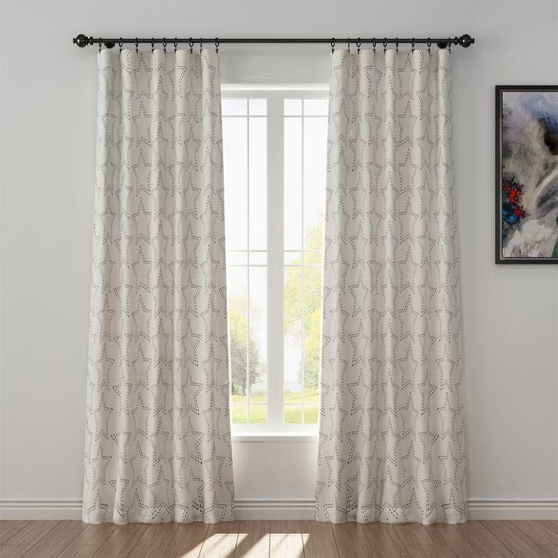 Geometric Print Polyester Linen Curtain Drapery BAOBEI
