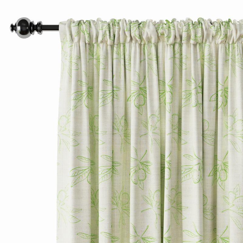 Nature Print Polyester Linen Curtain Drapery ATTICUS