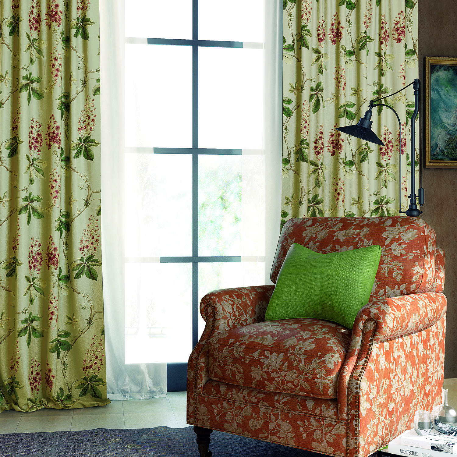 Floral Botanical Print Cotton Darpe Panel Frey