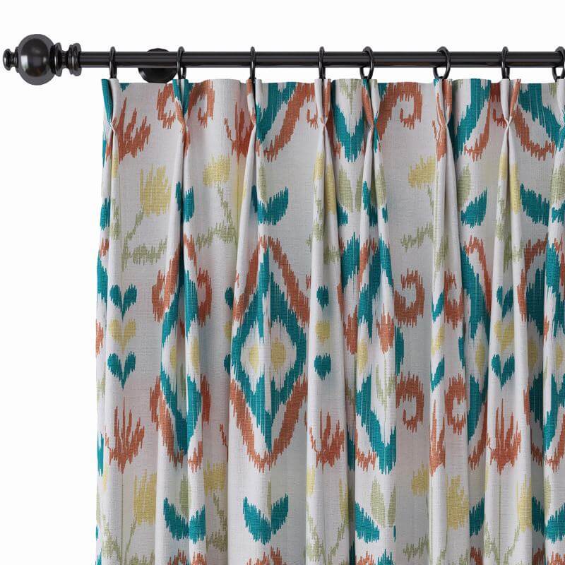 Ethnic Print Polyester Linen Curtain Drapery with Privacy Blackout Thermal Lining ANGELIA