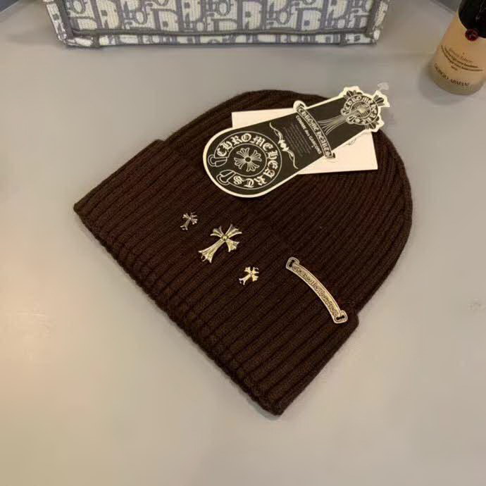 20冬季最新专柜款-ChromeHearts网红时尚博主推荐款皮标针织毛线帽，手感超柔软舒适的针织线帽，弹性极佳！时尚街头风，黑白时尚百搭色！
