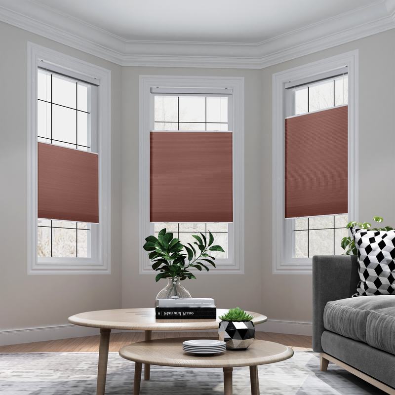 SAMANTHA Cordless Blackout Cellular Shade Top Down Bottom Up Honeycomb Blinds with White Backing