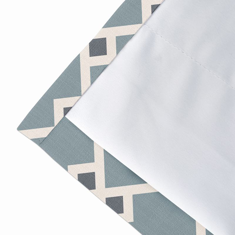 Geometric Print Polyester Linen Curtain Drapery with Privacy Blackout Thermal Lining COLE