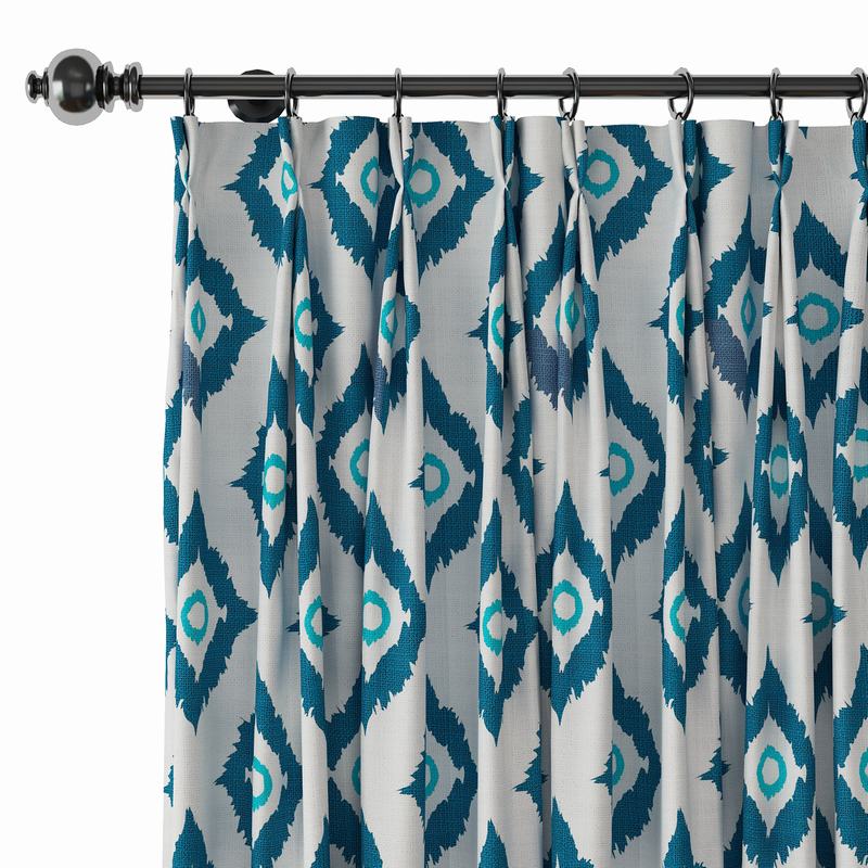 Abstract Print Polyester Linen Curtain Drapery with Privacy Blackout Thermal Lining BRENDA