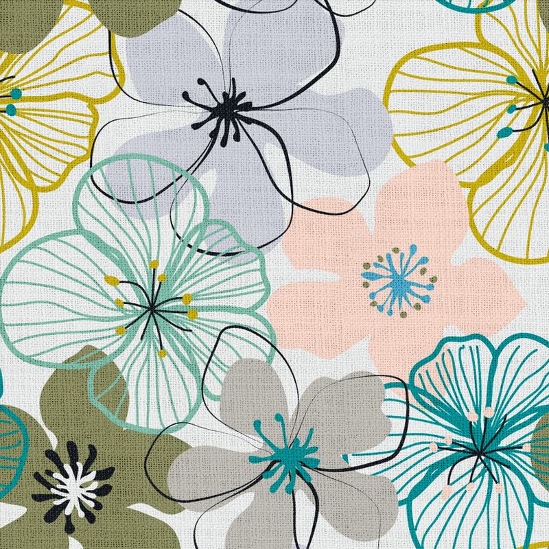 Floral Print Polyester Linen Curtain Drapery with Privacy Blackout Thermal Lining BRAD