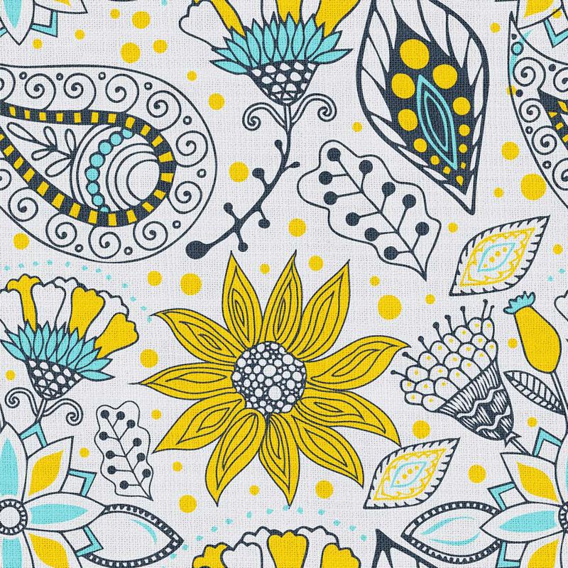 Paisley Floral Print Polyester Linen Curtain Drapery with Privacy Blackout Thermal Lining AIMEE