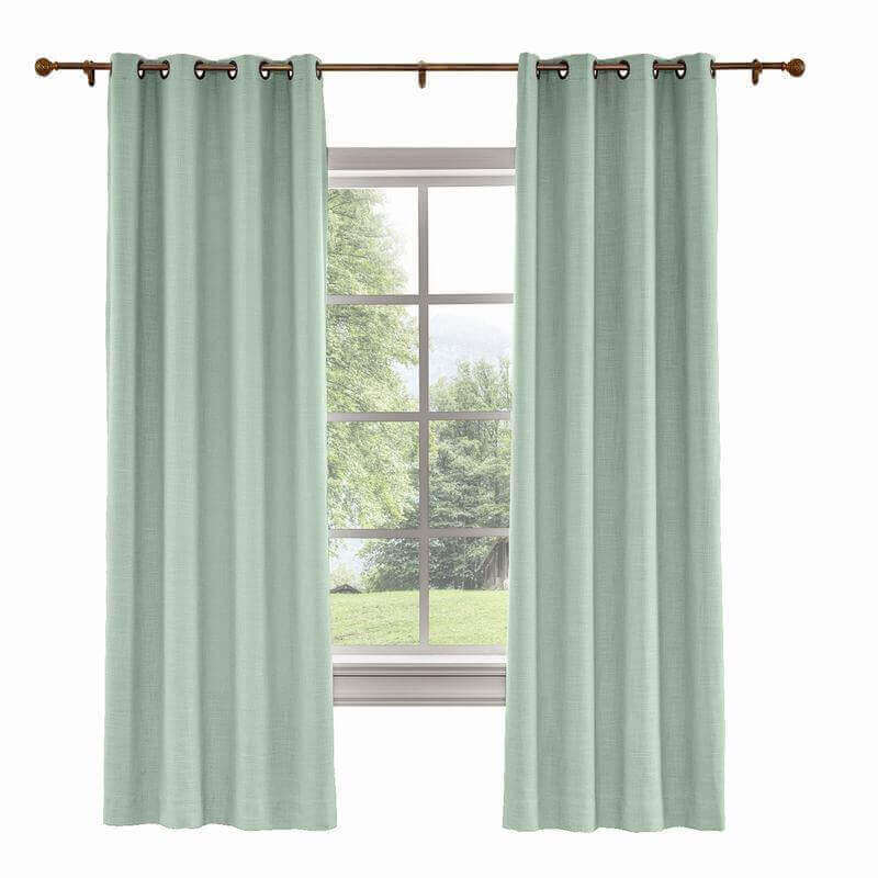 CUSTOM Liz Aqua Polyester Linen Curtain Drapery with Lined
