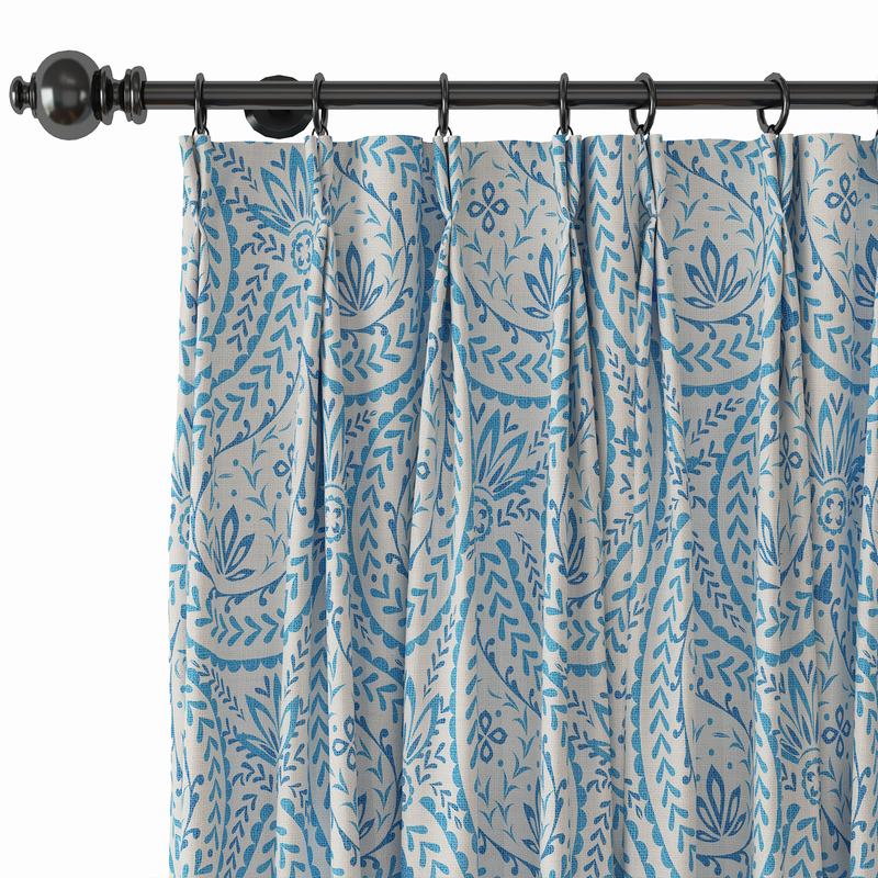 Paisley Print Polyester Linen Curtain Drapery with Privacy Blackout Thermal Lining ARIEL