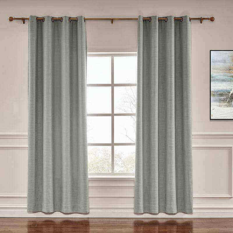 CUSTOM Liz Rock Grey Polyester Linen Window Curtain Drapery with Lined