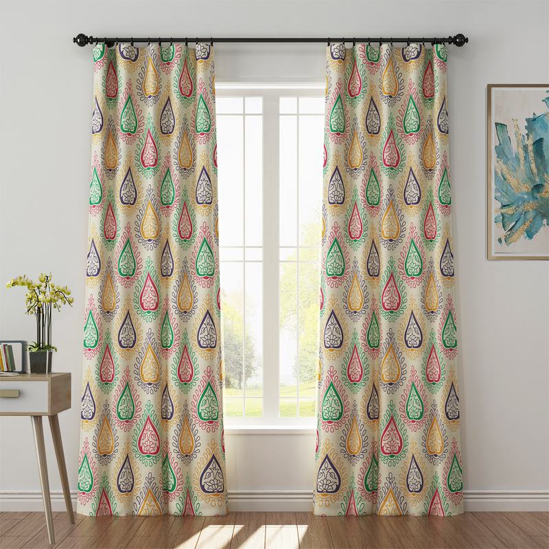 Abstract Print Polyester Linen Curtain Drapery WYATT