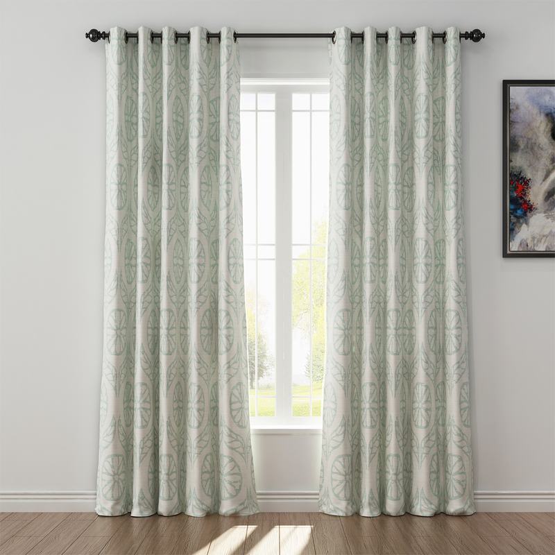 Nature Print Polyester Linen Curtain Drapery CASHMERE