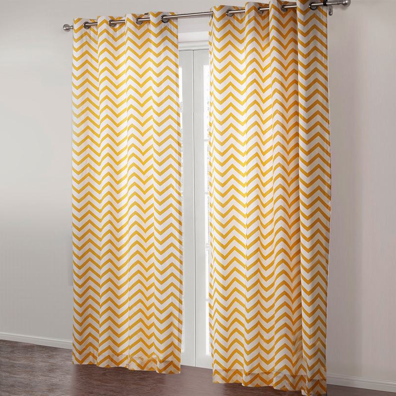 Chevron Insulated Back Cotton Grommet Panel Curtain Ivy