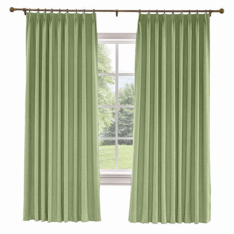 CUSTOM Liz Olive Polyester Linen Curtain Drapery with Lined