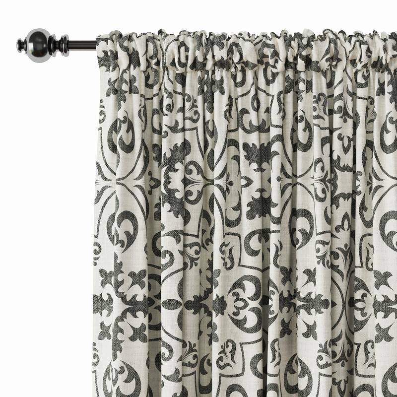 Geometric Print Polyester Linen Curtain Drapery MOBILIZATION
