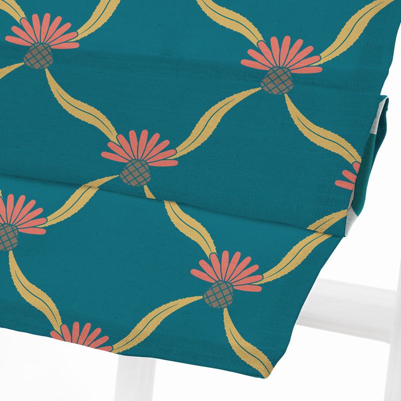 EMILIA Abstract Print Polyester Linen Room Darkening Roman Shade