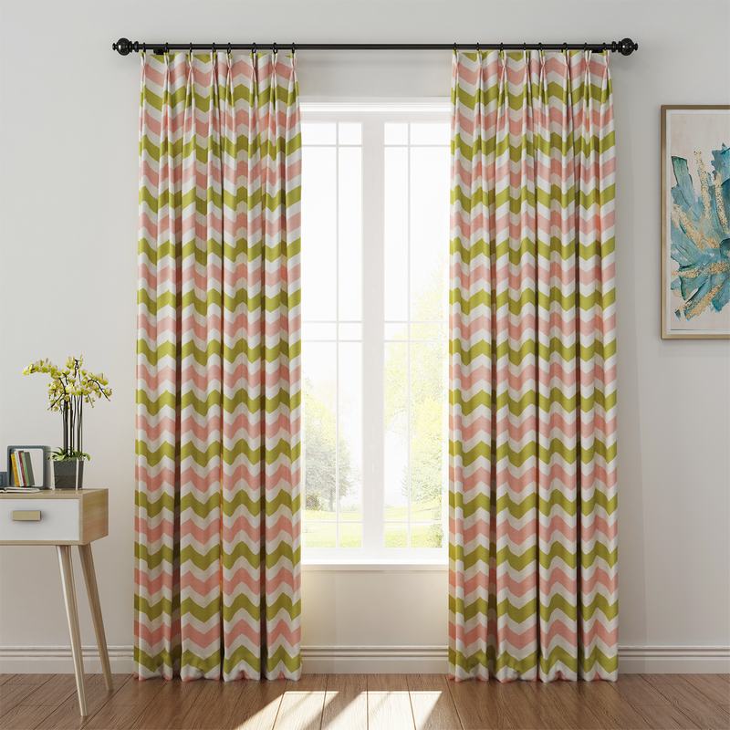 Geometric Print Polyester Linen Curtain Drapery JAMES