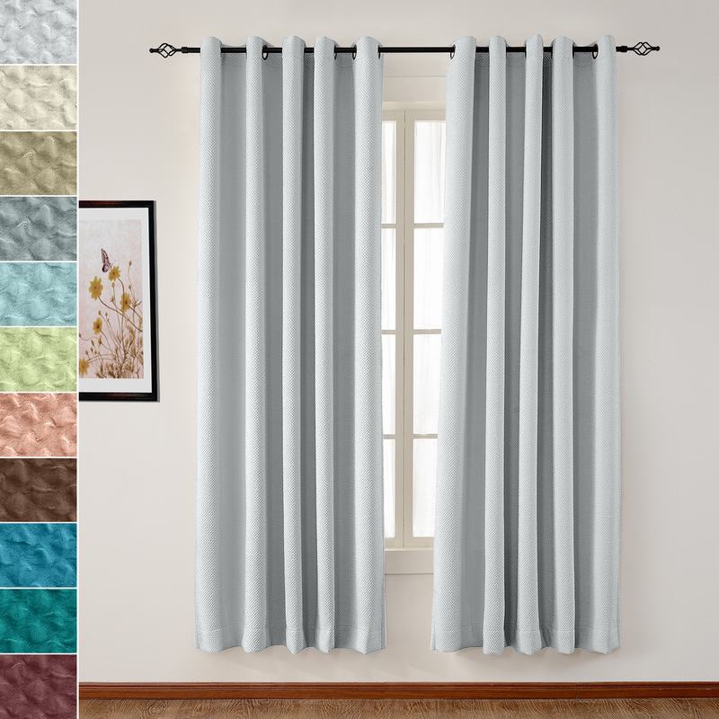 Jacquard Circle Bubble Wrinkle Blackout Curtain Drapery Bella