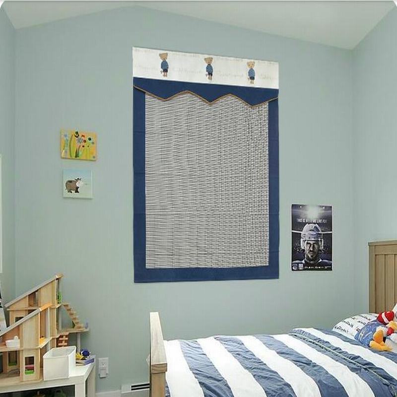 Houndstooth Polyester Cotton Roman Shade In Blue