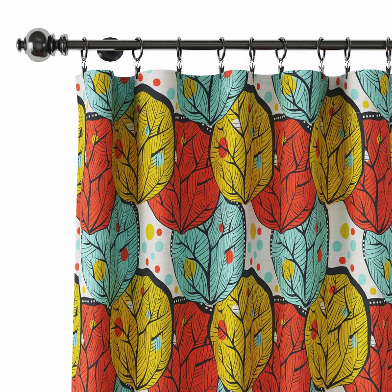 Abstract Print Polyester Linen Curtain Drapery ELOISE