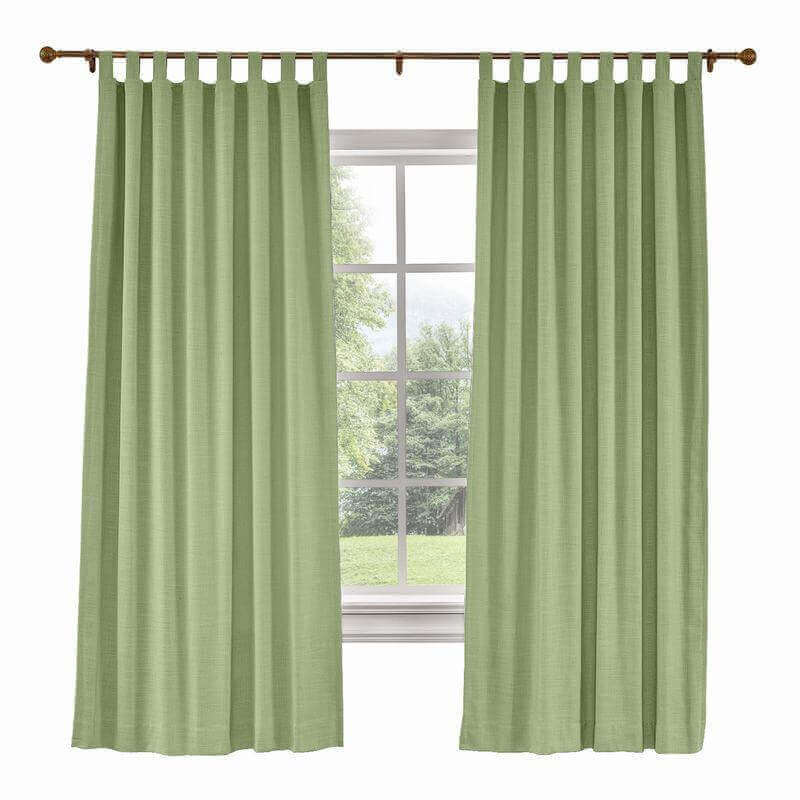 CUSTOM Liz Olive Polyester Linen Curtain Drapery with Lined