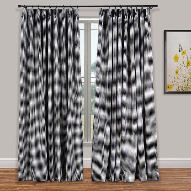 Houndstooth Curtain Black and White Jacquard Drapery Cotton Polyester Panel ELIO