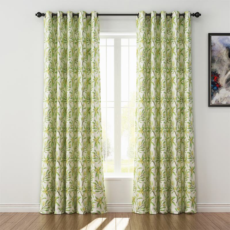 Nature Print Polyester Linen Curtain Drapery ASHER