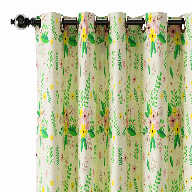 Nature Print Polyester Linen Curtain Drapery WIZARD