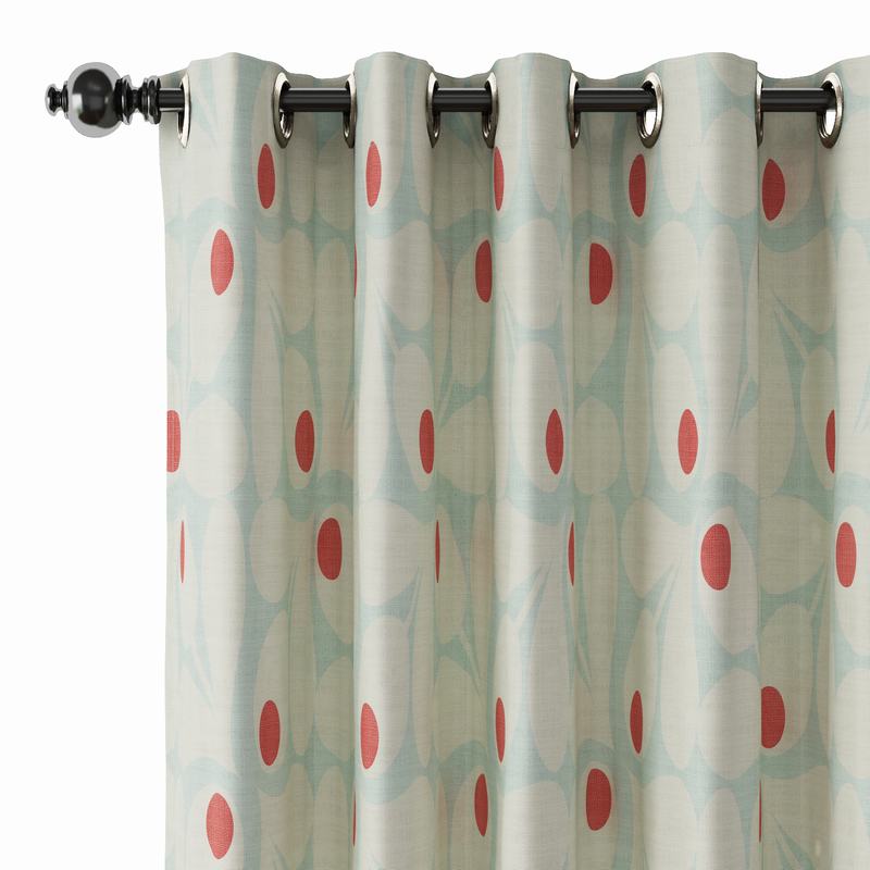 Abstract Print Polyester Linen Curtain Drapery PARROT