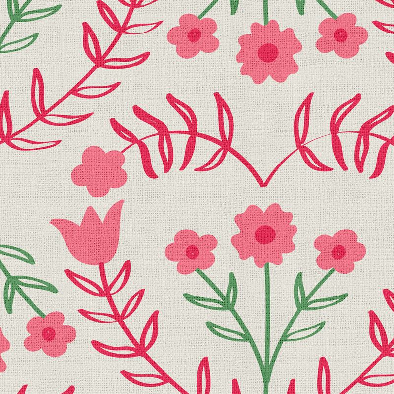 Floral Print Polyester Linen Curtain Drapery with Privacy Blackout Thermal Lining CATHY