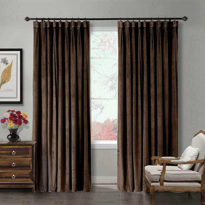 CUSTOM Birkin Chocolate Velvet Curtain Drapery With Lining For Traverse Rod Pole or Track